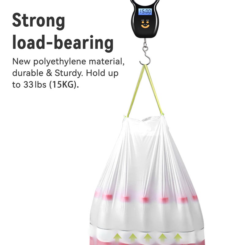 Ninestars Extra Strong White Trash Bags with Drawstring, 21 Gallons, 90 Count, Kitchen Drawstring trash bags 80 Liters, Total 90 Trash Bags - Image 2